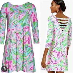 Lilly Pulitzer Pink and Green Ophelia Swing Dress Size Medium